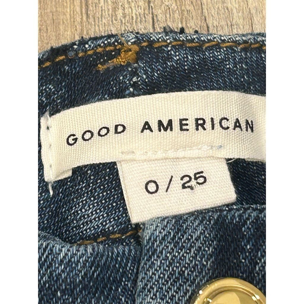Good American Skinny Jeans Women Size 0 Dark Blue Distressed - Picture 6 of 9